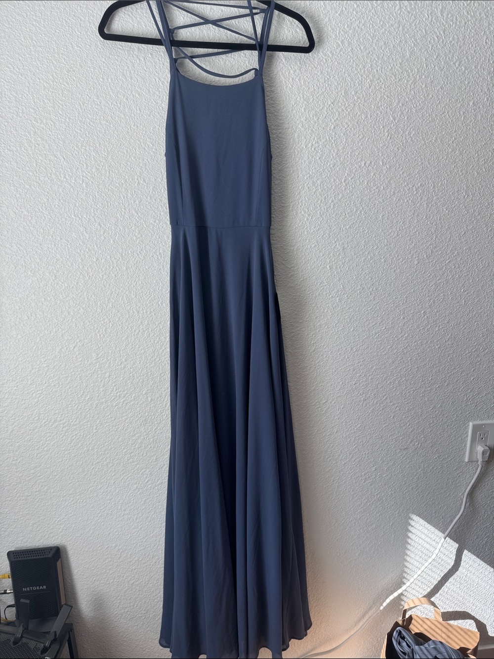 Lulu's Slate Blue Strappy Maxi Dress